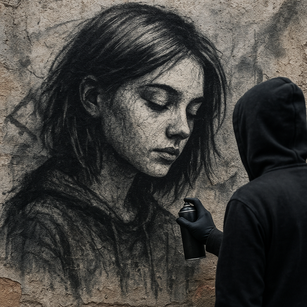 Street Art-Style Graphite Portrait