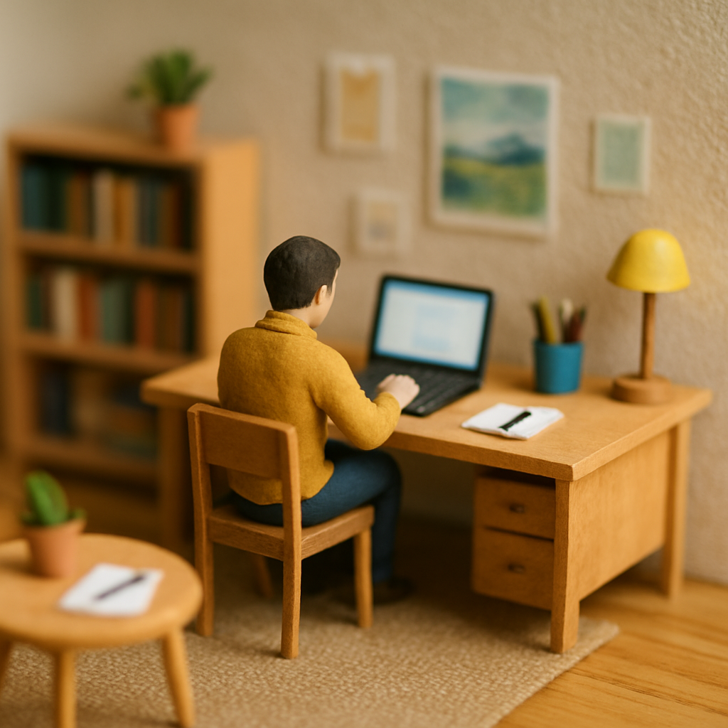 Cena em miniatura estilo diorama