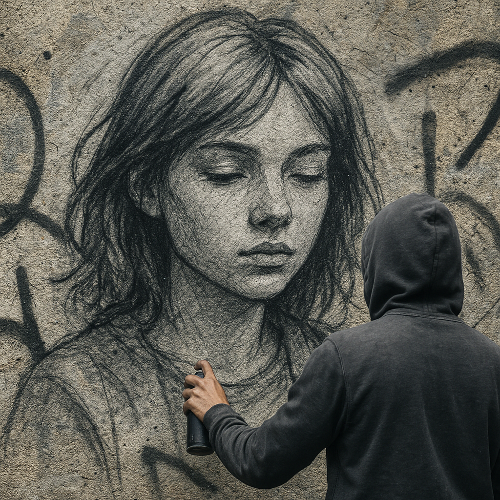 Graphite Portrait in Street Art Style