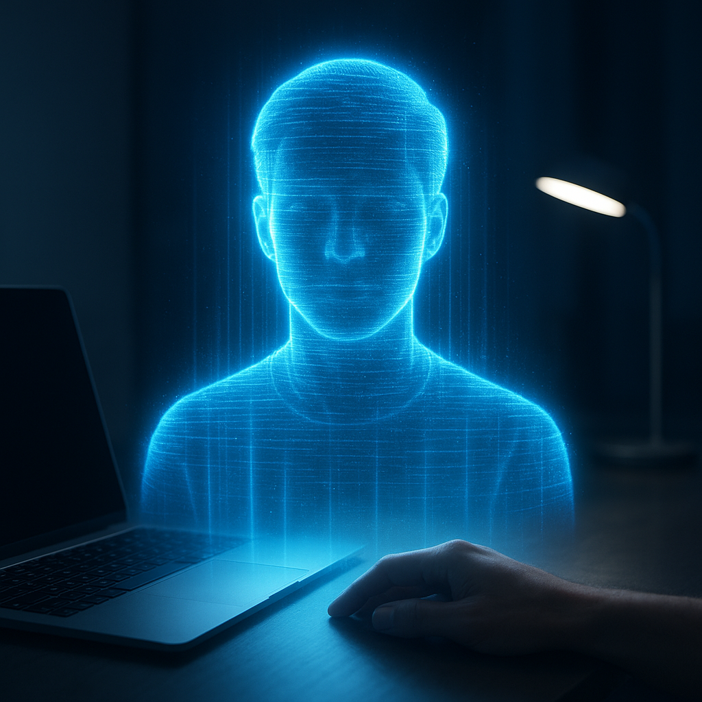 Retrato em holograma futurista