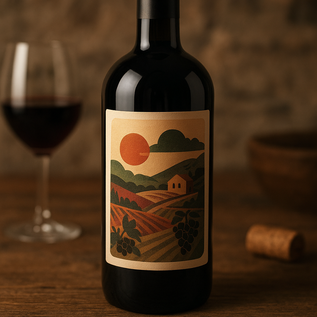 Still de rótulo de vinho ou bebida artesanal