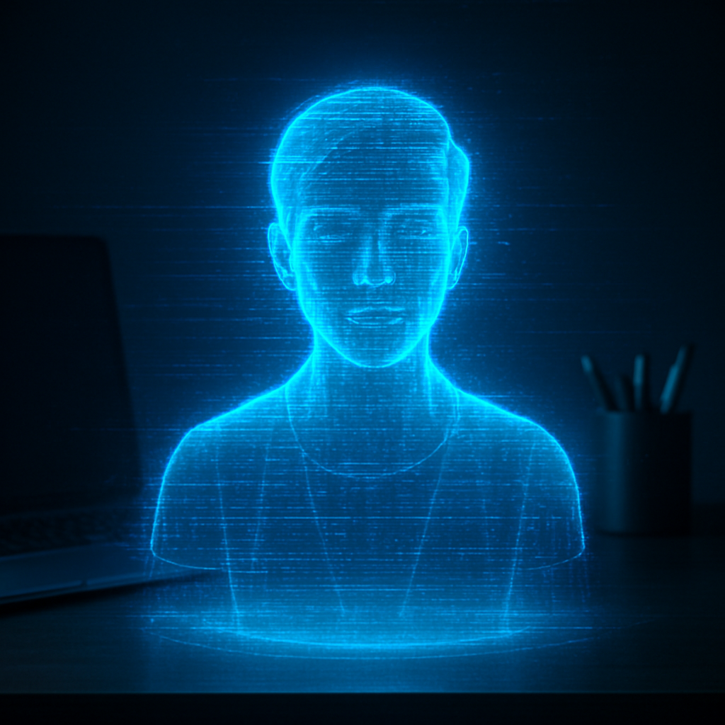 Retrato em holograma futurista