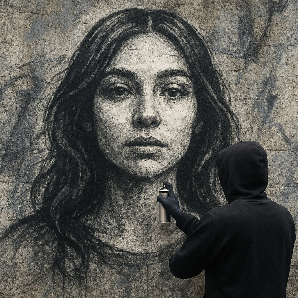 Graffiti-Style Graphite Portrait