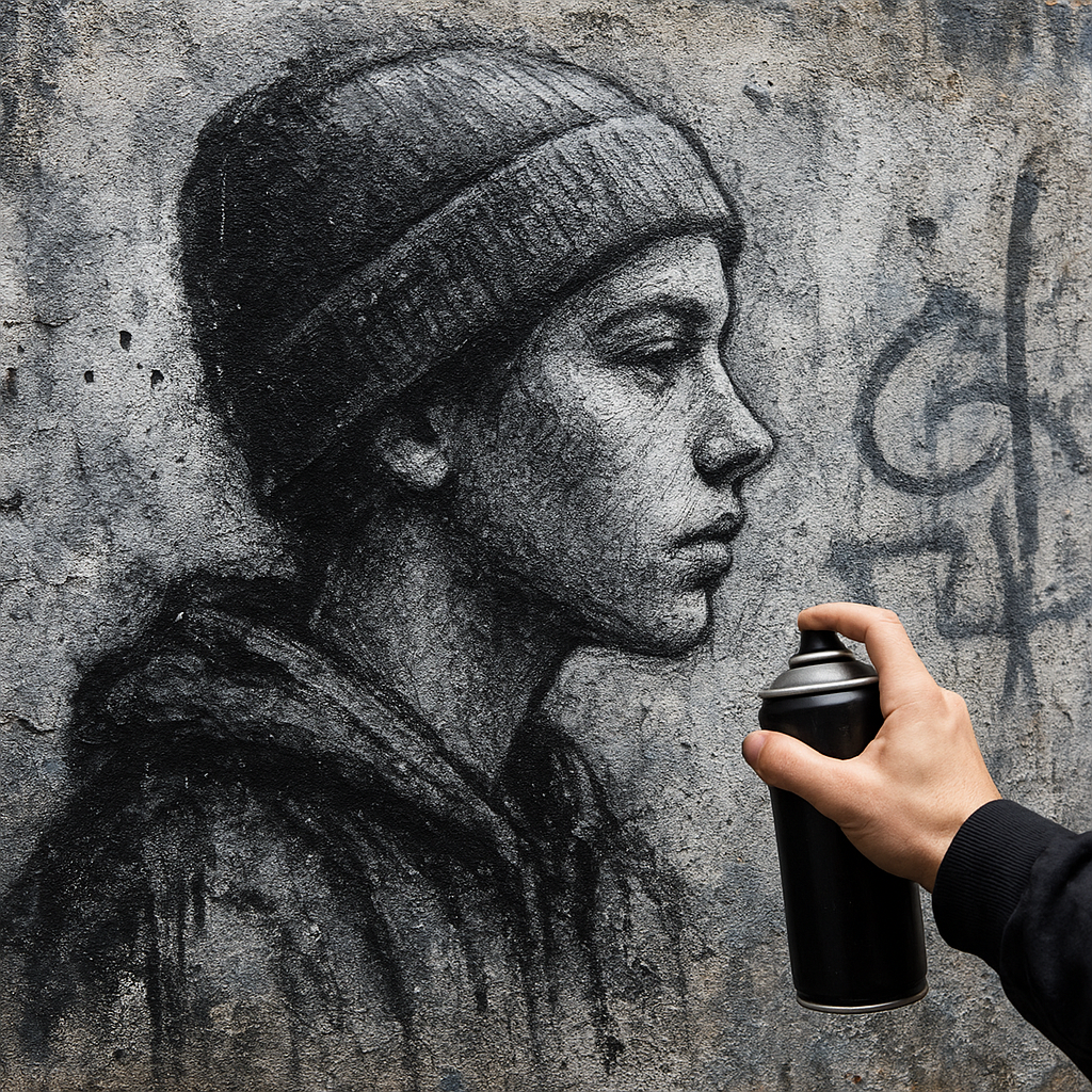 Street Art-Style Graphite Portrait