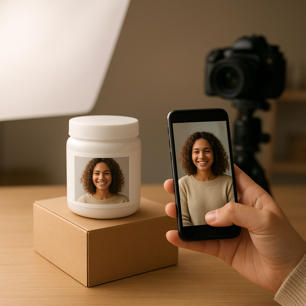Product mockup: your photo becomes packaging