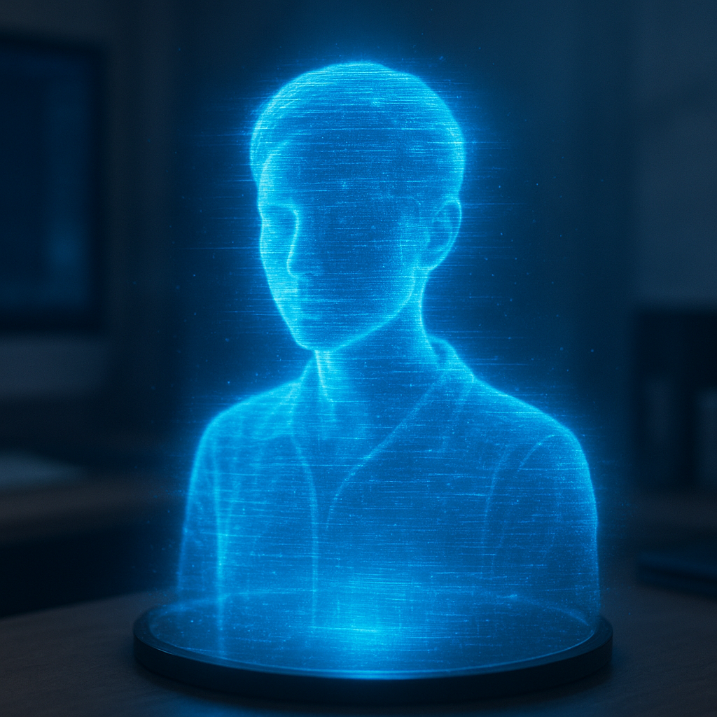 Retrato em holograma futurista