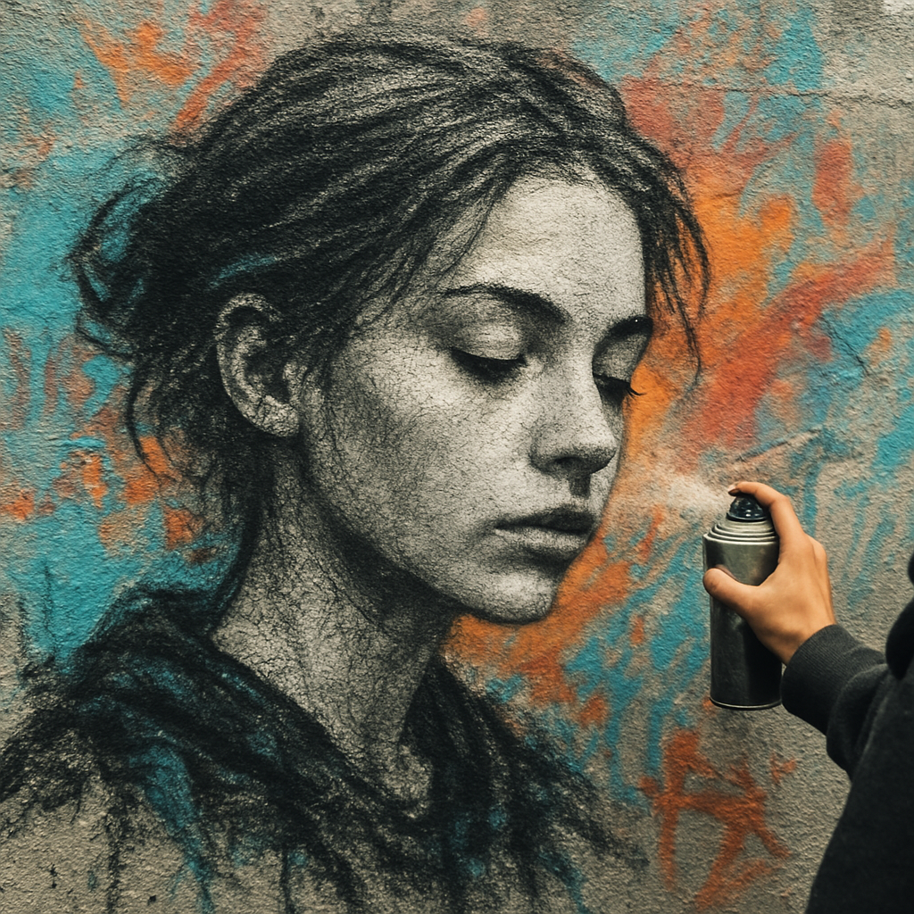 Street Art-Style Graphite Portrait