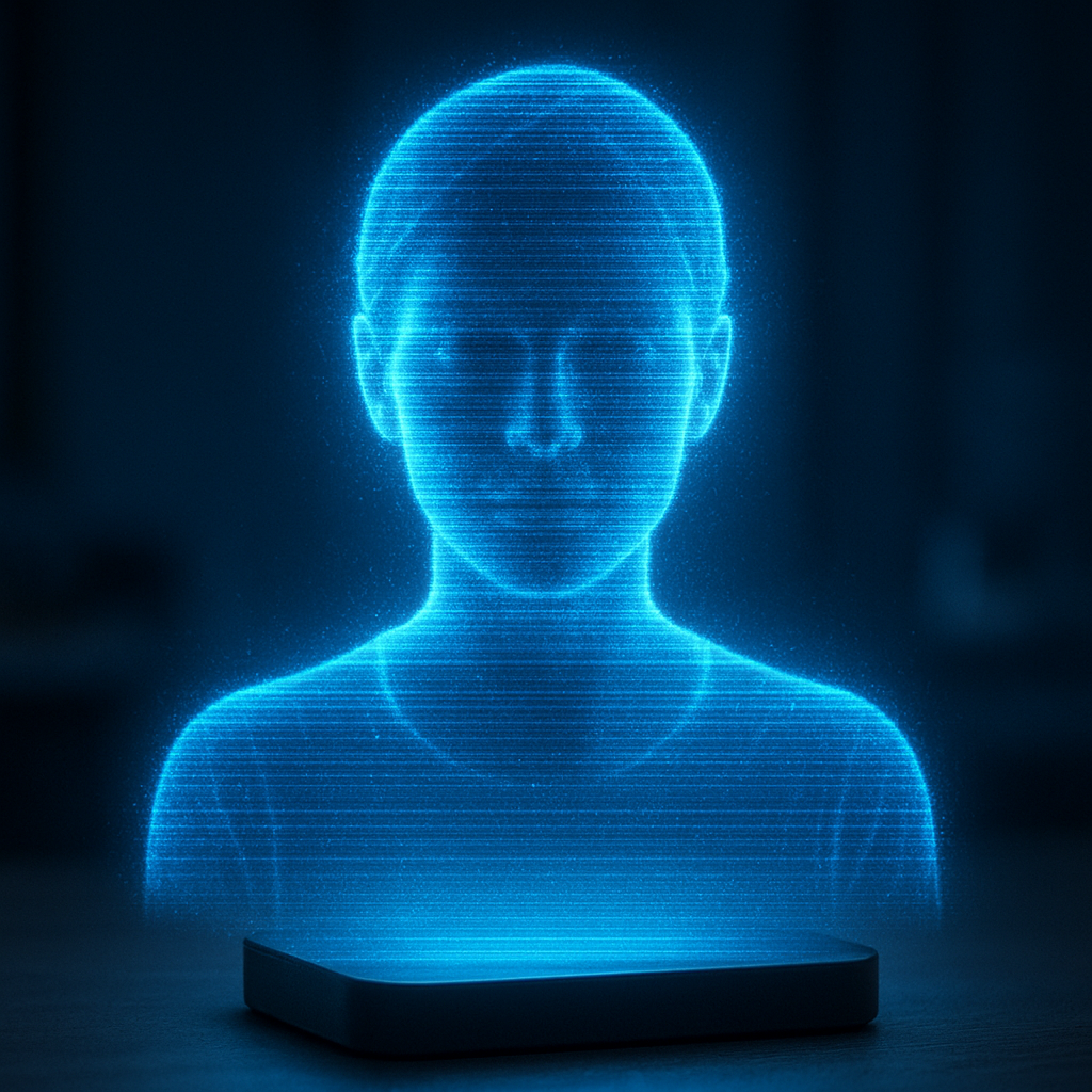 Retrato em holograma futurista