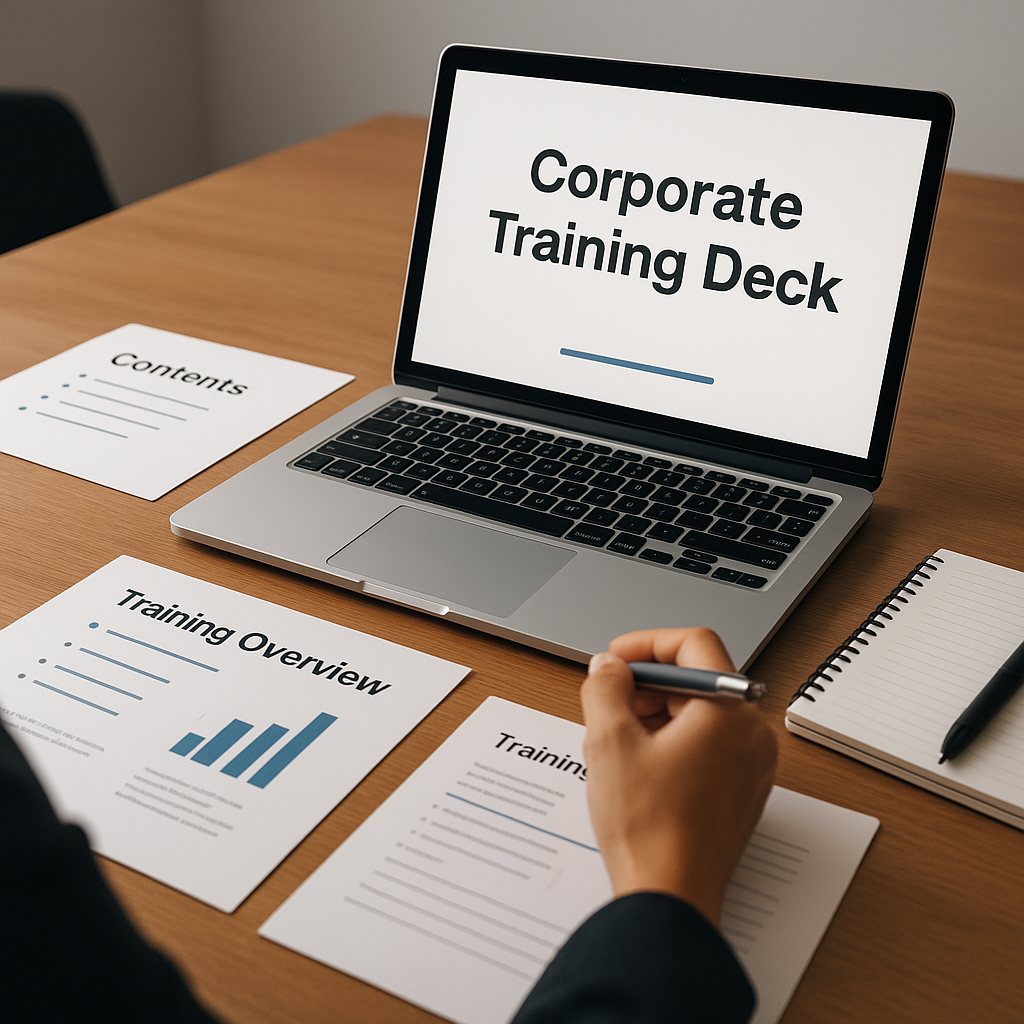 Deck Corporativo de Treinamento com Roteiro e Slides Prontos